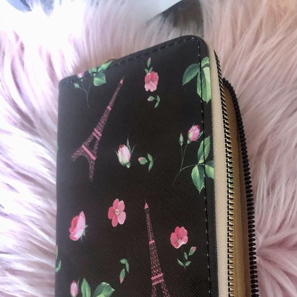 Stylish Paris Vibe Faux Leather Zip Around Wallet with Many Pockets/Card Slots - Picture 3 of 10